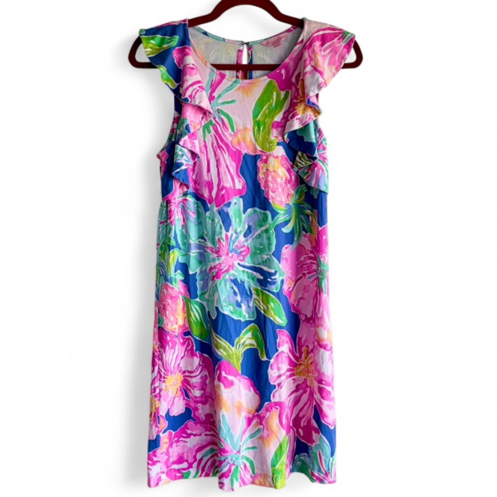 Lilly Pulitzer Esmeralda Floral Knit Sleeveless Ruffle Dress Size S